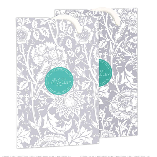 LILY OF THE VALLEY Scented Wardrobe Freshener in a WILLIAM MORRIS Design in GREY