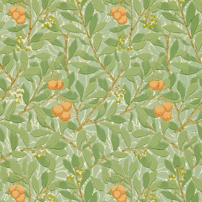 Arbutus Wallpaper-Green/Terracotta-DJA1A7103-Morris & Co