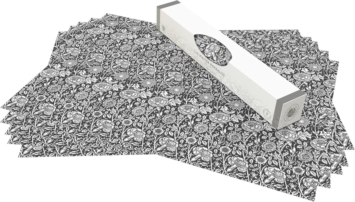 Fragrant SANDALWOOD Scented Drawer Liners in a BLACK William Morris Design