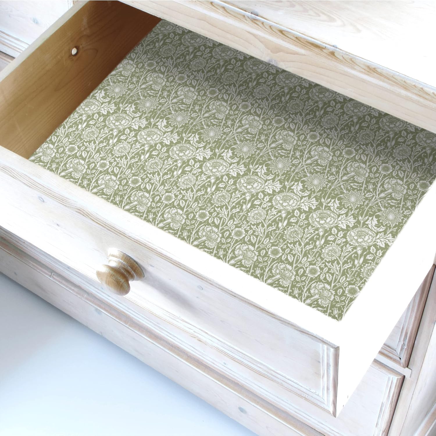 William Morris UNSCENTED & WIPE CLEAN Drawer Liners in SAGE GREEN